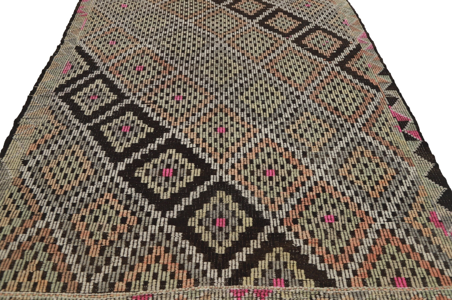 Kilim Rug, Area Rug, Turkish Kilim, Vintage Kilim, Brown Rug, Plain Rug, Goat Hair, Eclectic Rug, Kilim Rug 7x10 Shabby Chic, 8175