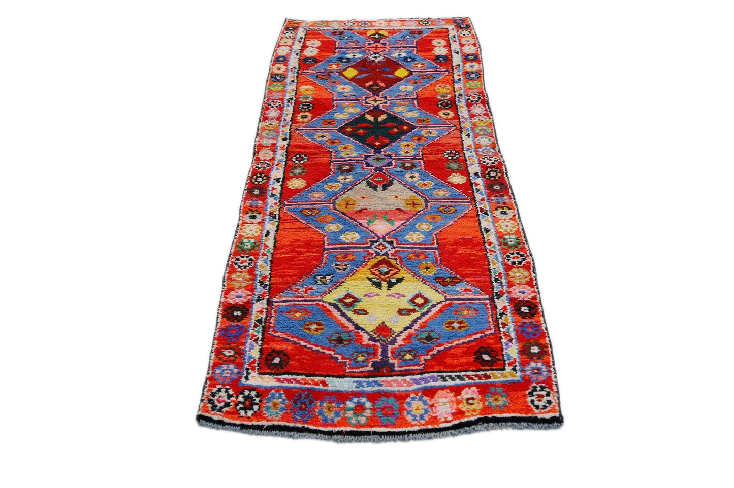 3x9 Turkish Runner Rug, Vintage runner ,Oushak Carpet Runner Rug, Coastal decor, Hallway runner ,Geometric rug, Kitchen rug, 7719