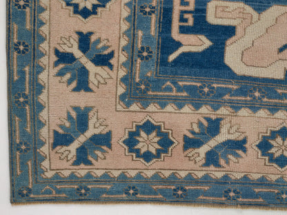8x10 Navy Blue Turkish Rug, Oushak Turkish Vintage Rug, Anatolia Turkey Wool Rug, Geometric rug, Scandinavian rug, Handmade rug, 10028