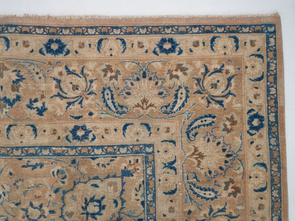 Faded Beige Blue Persian Area Large rug 10x12, Turkish Vintage Oushak Rug 10x12, Handmade Oversize Carpet rug, Turkey Anatolia rug, 8027