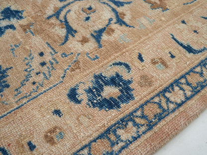 Faded Beige Blue Persian Area Large rug 10x12, Turkish Vintage Oushak Rug 10x12, Handmade Oversize Carpet rug, Turkey Anatolia rug, 8027