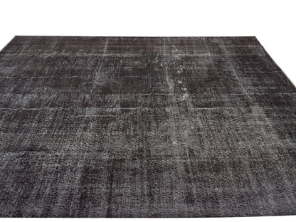 Black Area Large rug, Black Carpet rug 8x11, Turkish Rug, Vintage rug, Distressed rug, Unique rug, Contemporary decor, Handmade rug, 9600