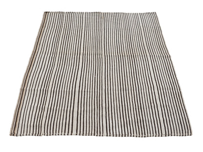 Turkish Handmade Kilim Rug, Vintage Black Striped Kilim Rug, Area Unique Kilim Rug, Kid Room Rug, Neutral Muted Rug, Kilim Rug 5x6, 12733