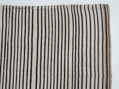 Turkish Handmade Kilim Rug, Vintage Black Striped Kilim Rug, Area Unique Kilim Rug, Kid Room Rug, Neutral Muted Rug, Kilim Rug 5x6, 12733