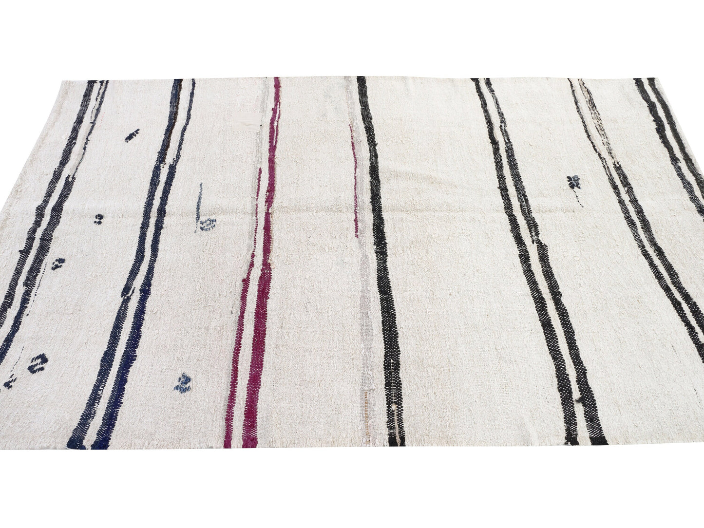 6x9 Area Kilim rug, Turkish Vintage Hemp Kilim rug,White Black Kilim rug , Bedroom rug, Minimalist decor, 9691