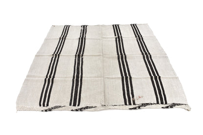 Turkish kilim, Vintage kilim,  5x7 Kilim rug, Hemp rug ,White kilim rug, Hemp kilim rug,Area rug, Black White rug, 5818