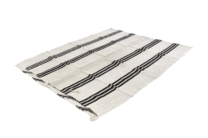 Turkish kilim, Vintage kilim,  5x7 Kilim rug, Hemp rug ,White kilim rug, Hemp kilim rug,Area rug, Black White rug, 5818