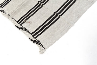 Turkish kilim, Vintage kilim,  5x7 Kilim rug, Hemp rug ,White kilim rug, Hemp kilim rug,Area rug, Black White rug, 5818