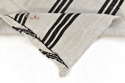 Turkish kilim, Vintage kilim,  5x7 Kilim rug, Hemp rug ,White kilim rug, Hemp kilim rug,Area rug, Black White rug, 5818