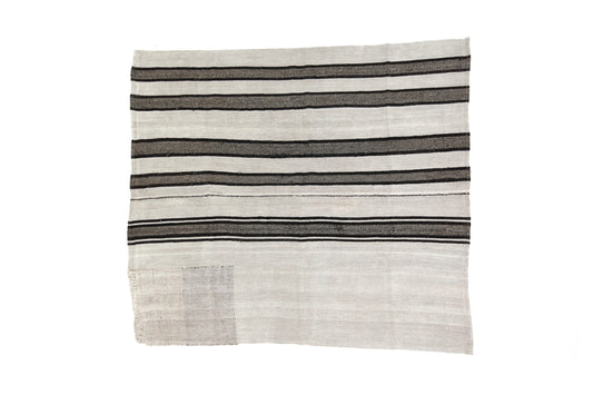 Black and White Striped Kilim Rug,Hemp Kilim Rug,Square Kilim Rug, ,Unique Rug,Organic Rug,Neutral