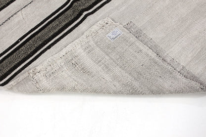 Black and White Striped Kilim Rug,Hemp Kilim Rug,Square Kilim Rug, ,Unique Rug,Organic Rug,Neutral
