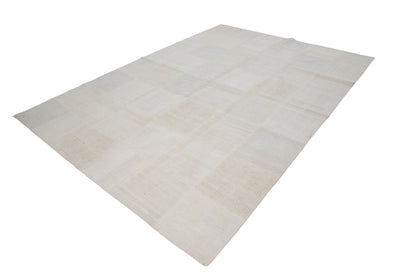 White Hemp Patchwork Kilim rug,Vintage Hemp rug,Turkish Hemp Kilim rug,Handmade rug,Area One of a kind,White 8x11 Large rug,7820