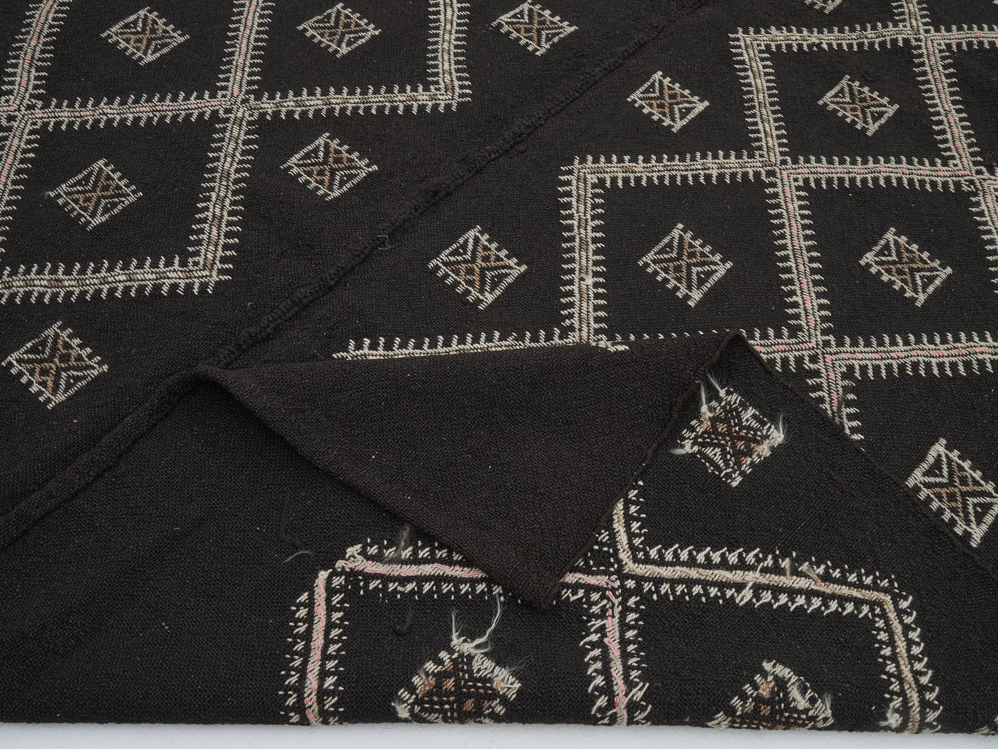 Turkish Handmade Kilim Rug, Vintage Antique Kilim Rug, Area Rustic Kilim Rug, Office Rug, Primitive Rug, Black Rug, Kilim Rug 6x9, 12570