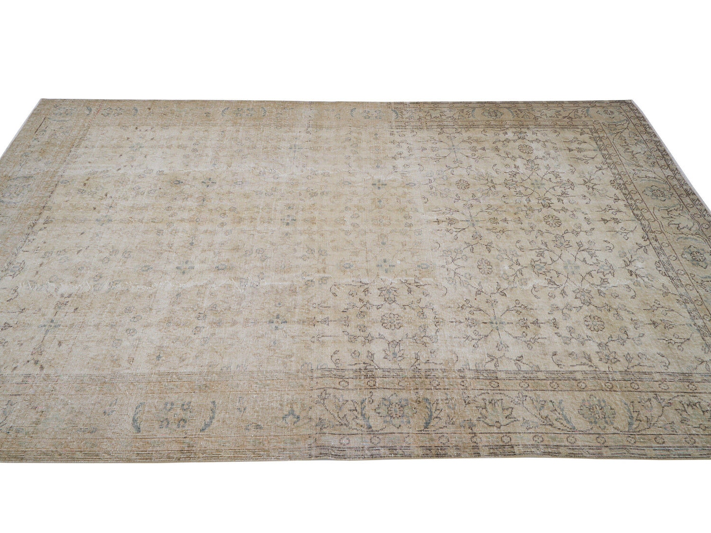 Handmade Area Rug, Turkish Vintage Rug, Oushak Antique Rug, Neutral Faded Rug, Living Room Rug, Vintage Carpet, Office Rug, Rug 7x10, 12061