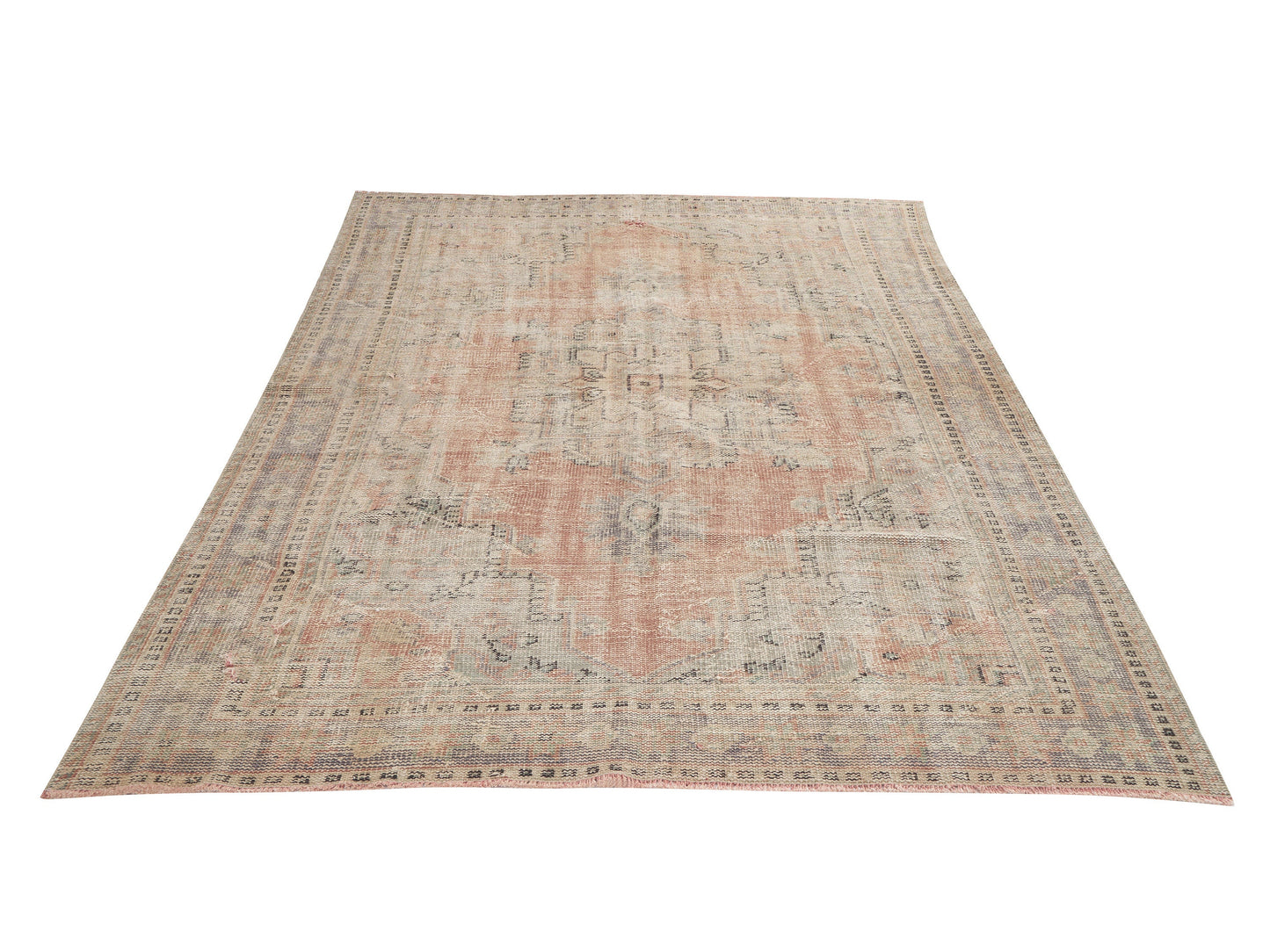 Vintage Handmade Rug, Turkish Oushak Antique Rug, Neutral Floor Rug, Living Room Rug, Bohemian Rug, Anatolia Rug, Turkey Rug, Rug 6x9, 12124