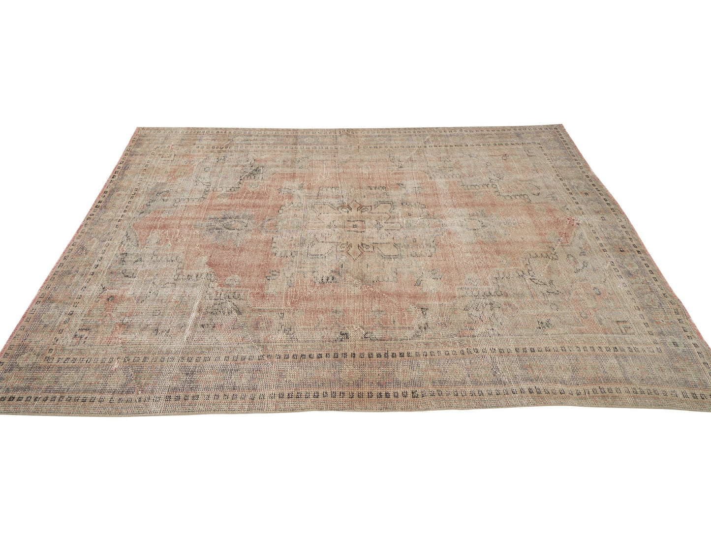 Vintage Handmade Rug, Turkish Oushak Antique Rug, Neutral Floor Rug, Living Room Rug, Bohemian Rug, Anatolia Rug, Turkey Rug, Rug 6x9, 12124