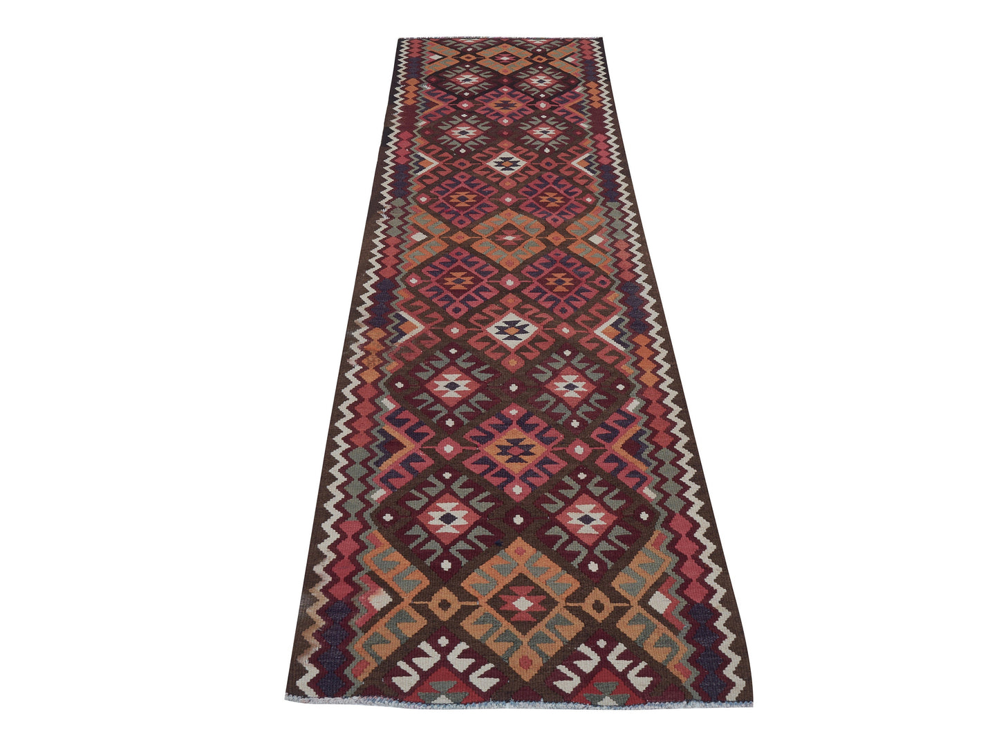 Turkish Runner, Vintage Handmade Runner Rug, Oushak Rug, Kitchen Runner, Anatolia Rug, Bohemian Rug, Carpet Runner, Runner Rug 3x11, 11426