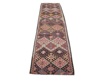 Handmade Oushak Runner Rug, Turkish Antique Runner Rug, Vintage Eclectic Runner Rug, Kitchen Runner, Kilim Runner, Runner Rug 3x13, 11264