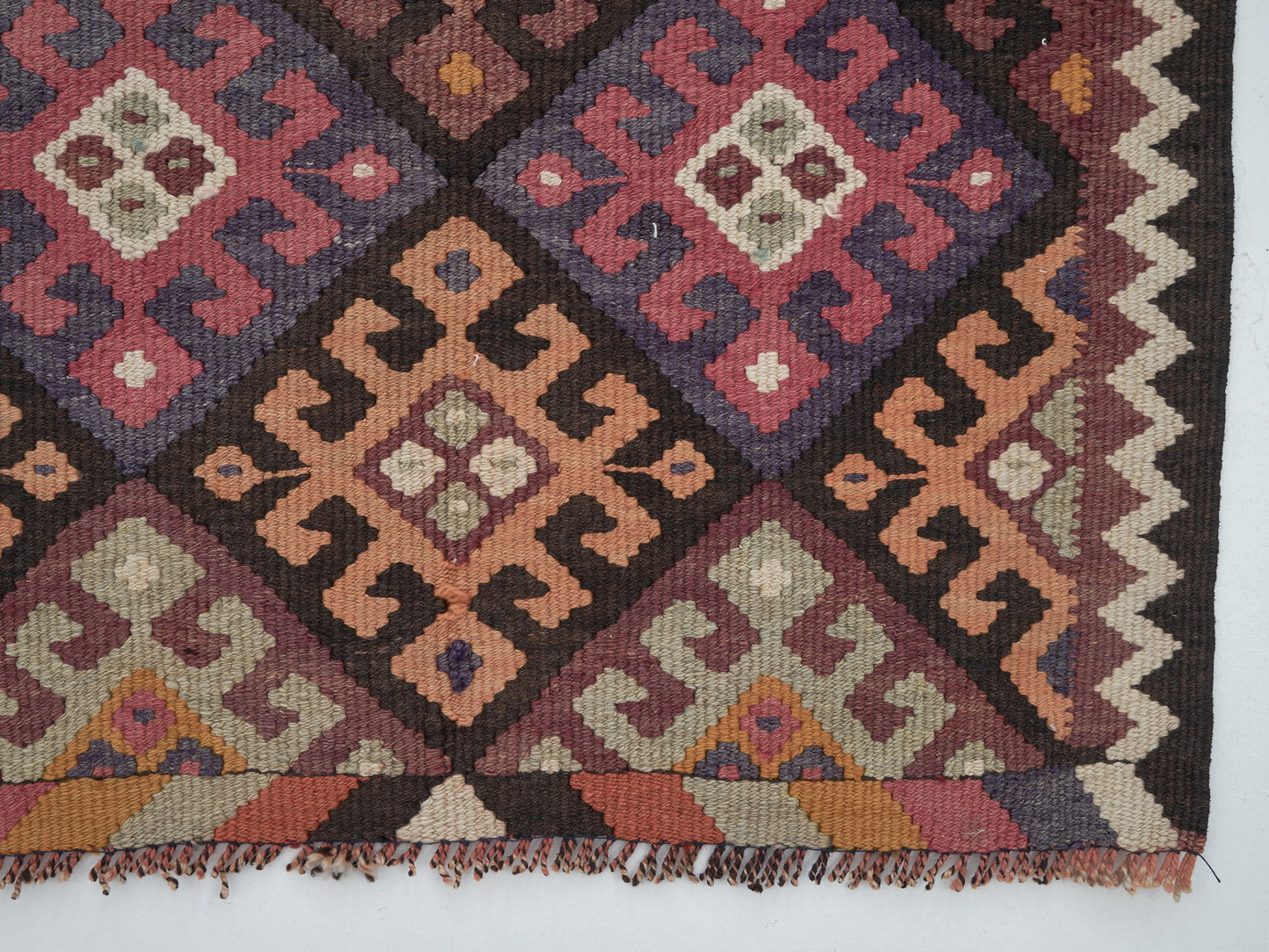 Handmade Oushak Runner Rug, Turkish Antique Runner Rug, Vintage Eclectic Runner Rug, Kitchen Runner, Kilim Runner, Runner Rug 3x13, 11264