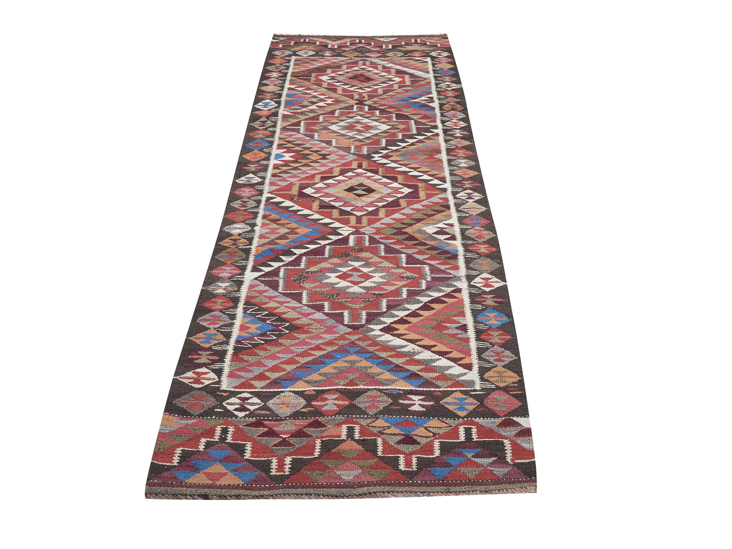 Vintage Handmade Runner Rug, Turkish Oushak Runner Rug, Anatolia Rug, Kitchen Runner, Bohemian Rug, Rug Runner 4x11, Kilim Runner Rug, 11269