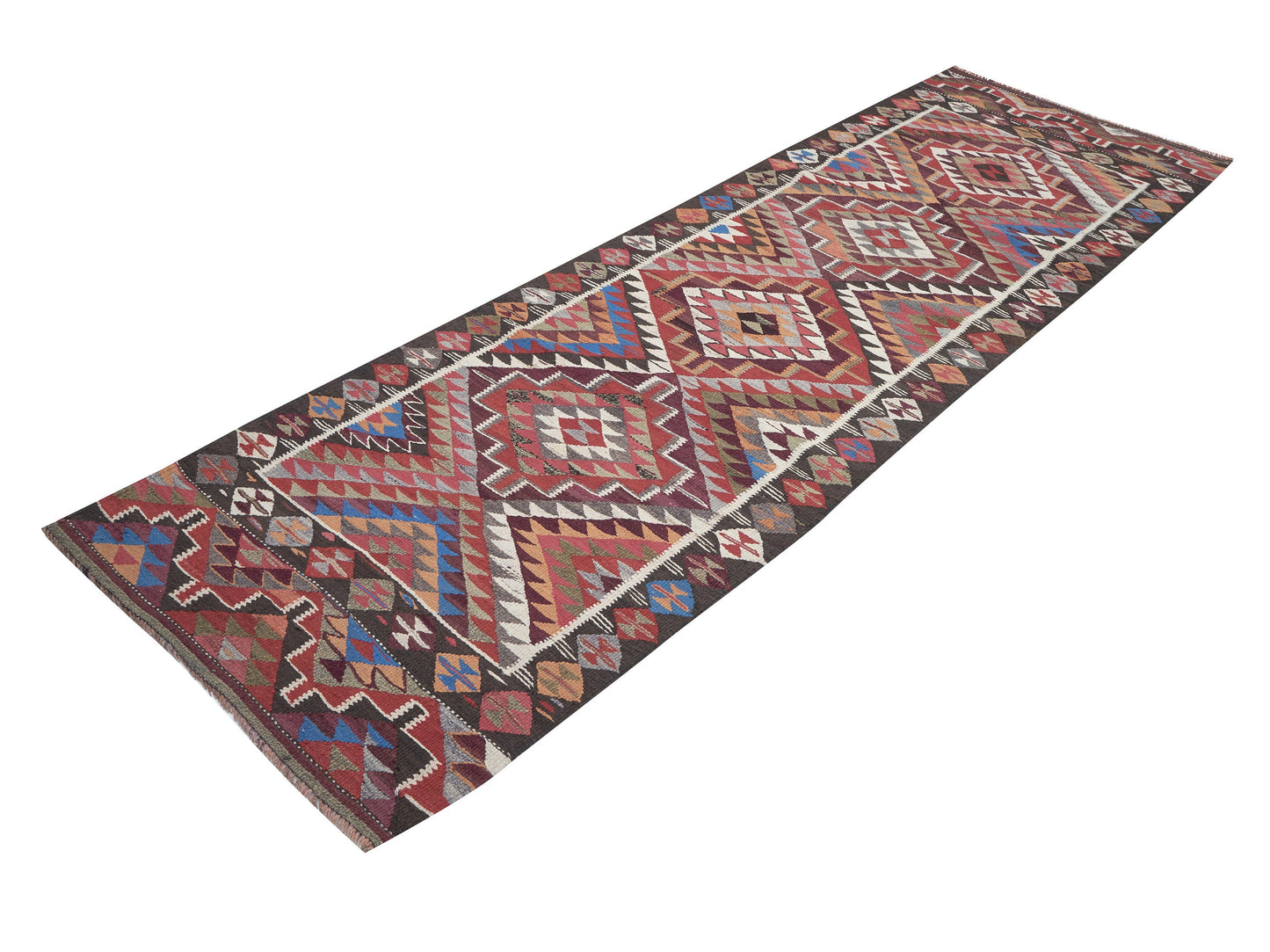 Vintage Handmade Runner Rug, Turkish Oushak Runner Rug, Anatolia Rug, Kitchen Runner, Bohemian Rug, Rug Runner 4x11, Kilim Runner Rug, 11269