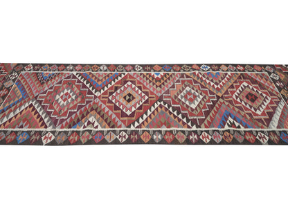 Vintage Handmade Runner Rug, Turkish Oushak Runner Rug, Anatolia Rug, Kitchen Runner, Bohemian Rug, Rug Runner 4x11, Kilim Runner Rug, 11269