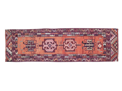 Oushak Handmade Runner Rug, Turkish Antique Runner Rug, Vintage Eclectic Runner Rug, Anatolia Rug, Kilim Runner, Runner Rug 3x10, 11271