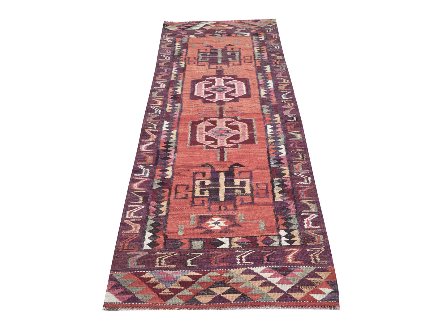 Oushak Handmade Runner Rug, Turkish Antique Runner Rug, Vintage Eclectic Runner Rug, Anatolia Rug, Kilim Runner, Runner Rug 3x10, 11271