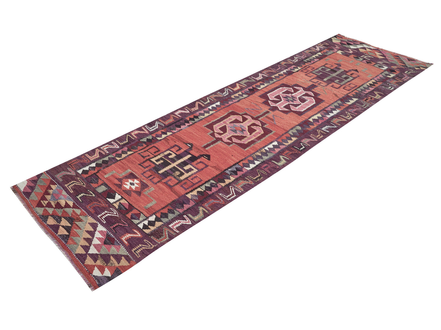 Oushak Handmade Runner Rug, Turkish Antique Runner Rug, Vintage Eclectic Runner Rug, Anatolia Rug, Kilim Runner, Runner Rug 3x10, 11271