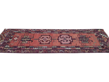 Oushak Handmade Runner Rug, Turkish Antique Runner Rug, Vintage Eclectic Runner Rug, Anatolia Rug, Kilim Runner, Runner Rug 3x10, 11271