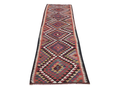 Runner Rug 3x12, Turkish Handmade Runner Rug, Oushak Eclectic Runner Rug, Vintage Antique Runner Rug, Kilim Runner, Anatolia Rug, 11266