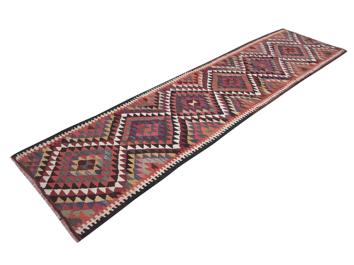 Runner Rug 3x12, Turkish Handmade Runner Rug, Oushak Eclectic Runner Rug, Vintage Antique Runner Rug, Kilim Runner, Anatolia Rug, 11266