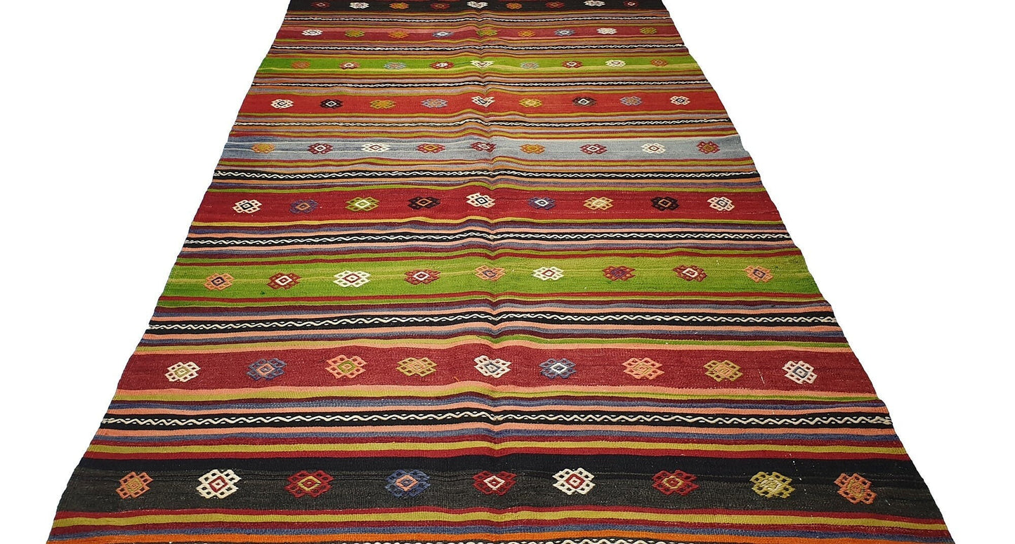 Tribal Turkish Kilim Rug 6x10, Vintage Anatolia Kilim rug, Area KİLİM RUG, Living room rug ,Wool Handmade Unique rug, Orient rug,504