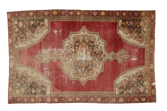 4x7 RED OUSHAK RUG, Vintage Turkish Rug ,Bohemian Area Wool Handmade Rug, Living room ,Carpet Rug, Eclectic decor, Antique rug,4029