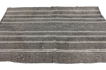 Unique One of a kind Goat Hair Gray Modern Area Vintage Turkish Kilim Rug 5x7, 6261