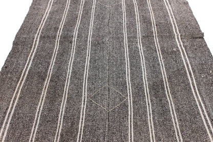 Unique One of a kind Goat Hair Gray Modern Area Vintage Turkish Kilim Rug 5x7, 6261