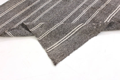 Unique One of a kind Goat Hair Gray Modern Area Vintage Turkish Kilim Rug 5x7, 6261
