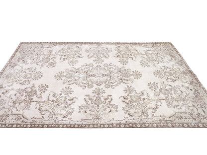 Oushak Rug, Turkish Rug, Vintage Handmade Rug, Neutral Area Rug,Bedroom Rug, Scandinavian Rug, Carpet Rug, Turkey Rug, Rug 5x9, 10384
