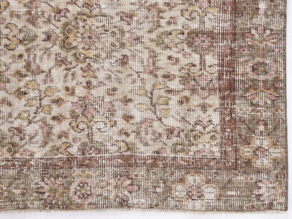Primitive Rug, Vintage Handmade Rustic Rug, Turkish Faded Rug, Oushak Unique Rug, Rug 5x9, Neutral Area Floor Rug, Kid Room Rug, 10396