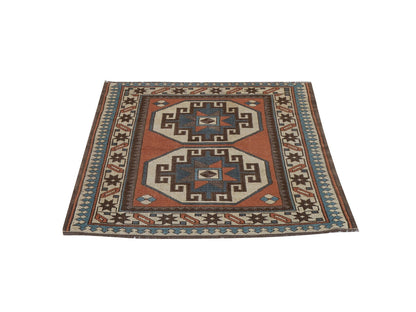 Turkish Rug, Vintage Handmade Rug, Bohemian Rug, Area Antique Rug, Eclectic Rug, Oushak Faded Rug, Kid Room Rug, Square Rug, Rug 3x4, 12250