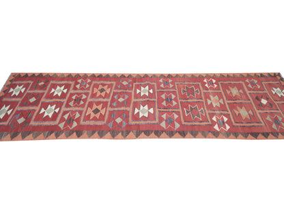 Handmade Runner Rug, Oushak Runner, Turkish Runner, Vintage Runner, Hallway Runner, Anatolia Rug, Kilim Runner Rug, Runner Rug 3x10, 11298