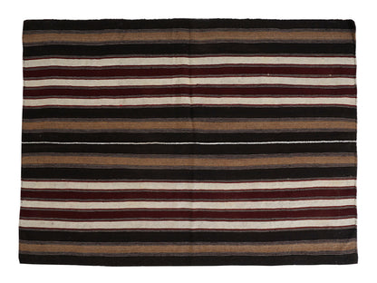 Turkish Vintage Kilim Rug, Handmade Antique Kilim Rug, Area Striped Kilim Rug, Living Room Rug, Kilim Rug 5x7, Goat Hair Rug, 12810