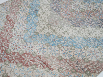 Oushak Vintage Rug, Turkish Handmade Area Rug, Neutral Muted Rug, Contemporary Decor, Turkey Rug, Oushak Carpet, Office Rug, Rug 4x7, 12451