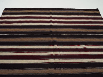Turkish Vintage Kilim Rug, Handmade Antique Kilim Rug, Area Striped Kilim Rug, Living Room Rug, Kilim Rug 5x7, Goat Hair Rug, 12810