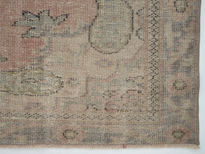 Turkish Vintage Rug, Oushak Area Rug, Handmade Faded Rug, Neutral Floor Rug, Kid Room Rug, Turkey Rug, Vintage Carpet, Rug 6x10, 12132