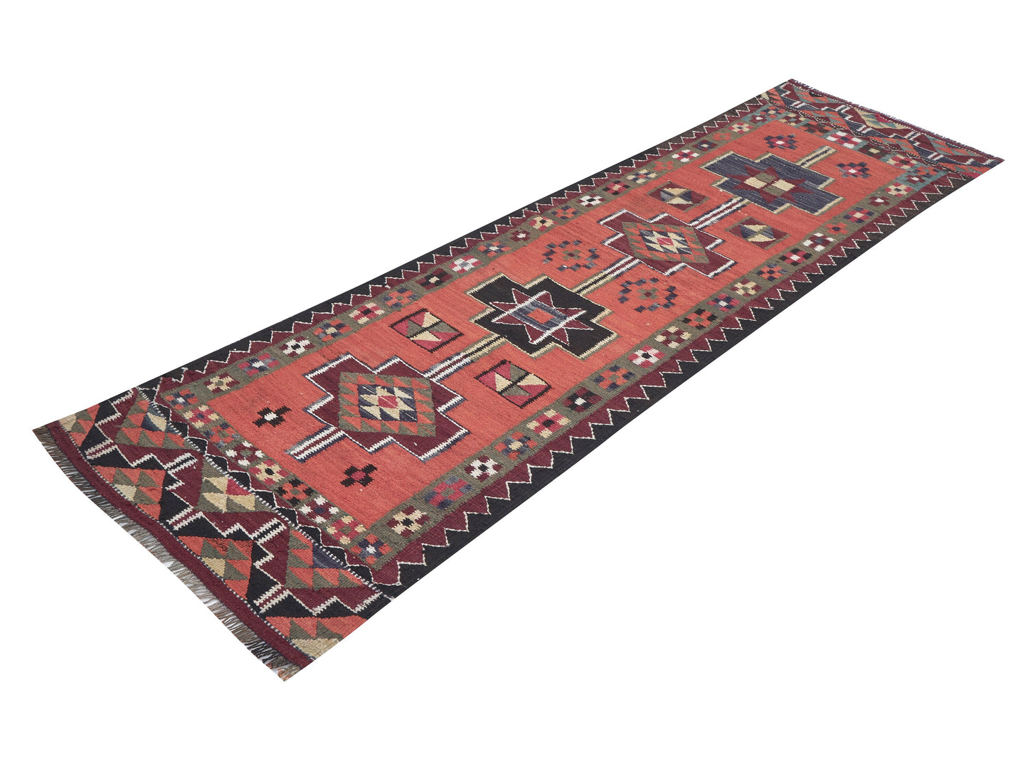 Handmade Runner Rug, Turkish Vintage Runner Rug, Oushak Faded Runner Rug, Kitchen Runner, Bohemian Rug, Runner Rug 3x10, Kilim Runner, 11292