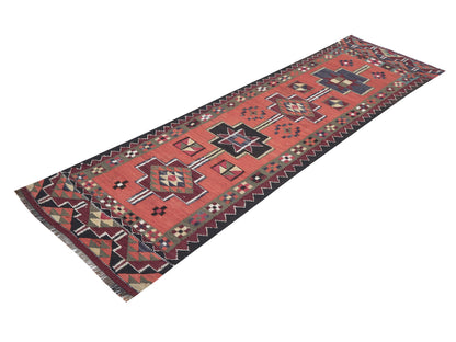 Handmade Runner Rug, Turkish Vintage Runner Rug, Oushak Faded Runner Rug, Kitchen Runner, Bohemian Rug, Runner Rug 3x10, Kilim Runner, 11292