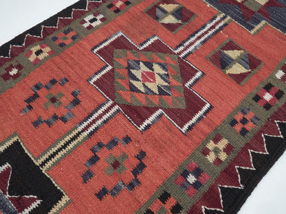 Handmade Runner Rug, Turkish Vintage Runner Rug, Oushak Faded Runner Rug, Kitchen Runner, Bohemian Rug, Runner Rug 3x10, Kilim Runner, 11292