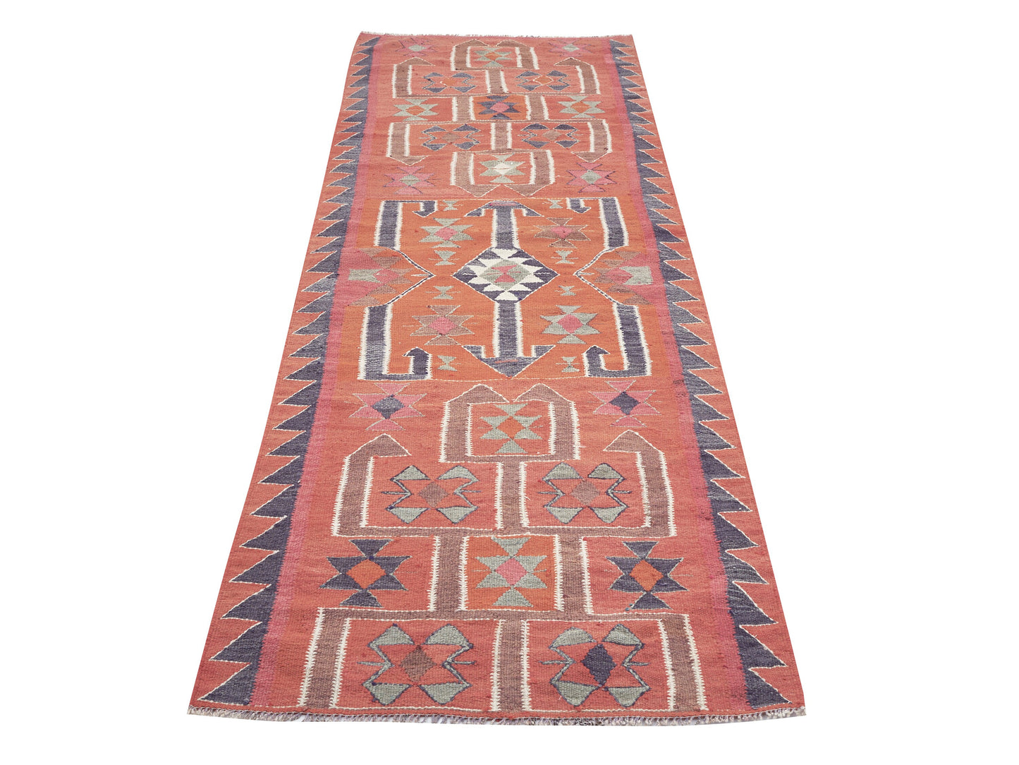 Kilim Runner Rug, Turkish Vintage Runner Rug, Handmade Runner Rug, Oushak Eclectic Rug, Anatolia Rug, Kitchen Runner, Runner Rug 3x11, 11288