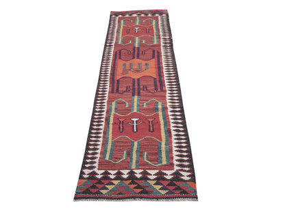 Oushak Handmade Runner Rug, Turkish Antique Runner Rug, Vintage Eclectic Runner Rug, Bohemian Rug, Kilim Runner Rug, Runner Rug 3x11, 11279